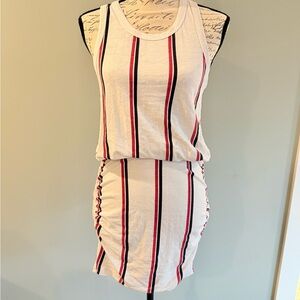 Sundry Mini Scrunch Dress, white with red and navy stripes. Size 1